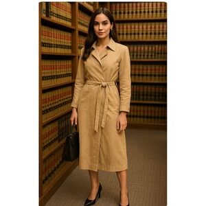 Banana Republic Women's  Long Sleeve Collared Faux Suede Wrap Dress Classic 8